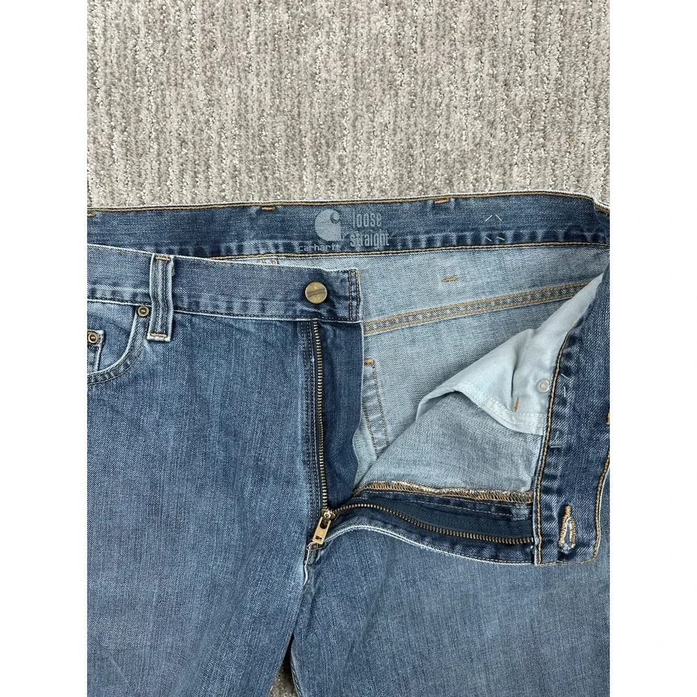 Carhartt B325 Loose Fit Straight Jeans Blue Denim Mens 38x32 (fits 40x32)